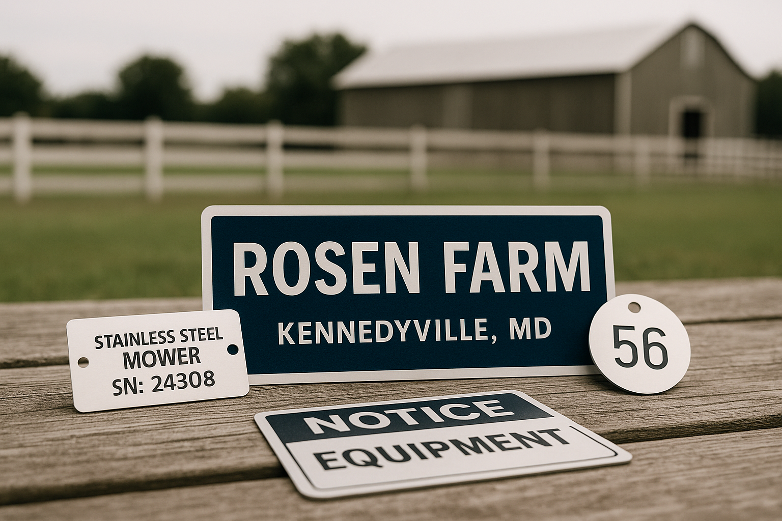 Agriculture Equipment Tags laser engraving examples - professional services in Hagerstown MD